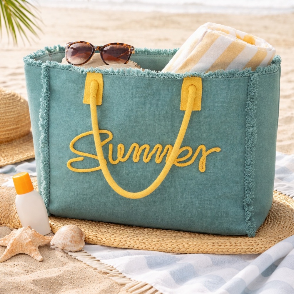 ☀️ Summer Oversized Beach Tote Bag Teal color
